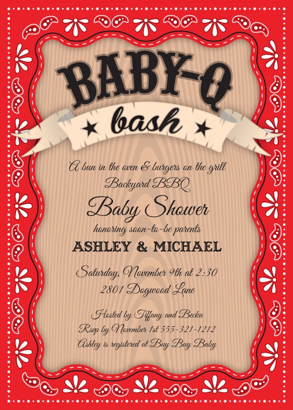 Baby Shower Invitation Baby Q Bash New Baby Invite Party