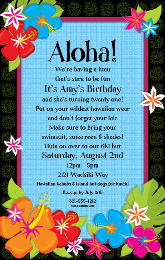 DIGITAL FILE Luau Beach Party Invitation U PRINT