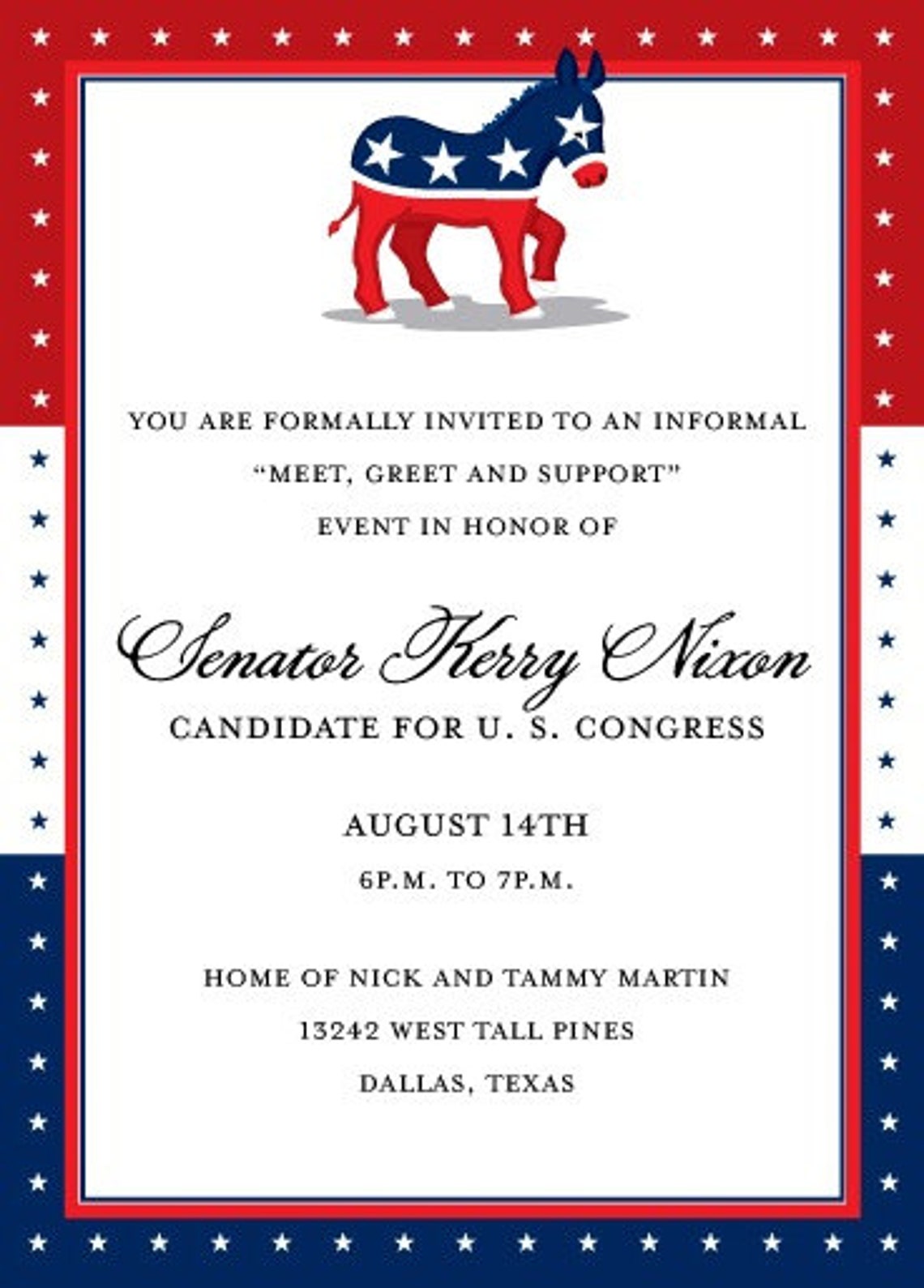 Democrat Party Fundraising Invitation Political Invitation Etsy