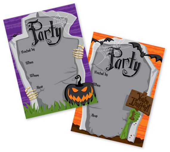 Halloween Tombstones Fill In Invitations, Family Halloween Party, Children's Halloween Party, Celebrate, Invite - FI151 Il_570xn