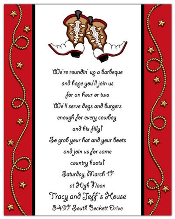 Dancin' Boots Western Invitation, Birthday Card, Custom Invitation Card, Custom Family Party Invite, Announcement, Original Design IV211 Il_570xn