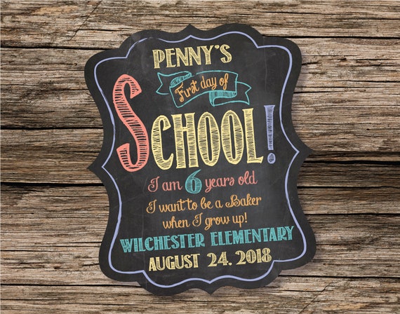 First Day of School Sign, 1st Day of School Sign, 1st Day of School, Back to School, Chalkboard Sign, Instant Download, Printable Sign Il_570xn