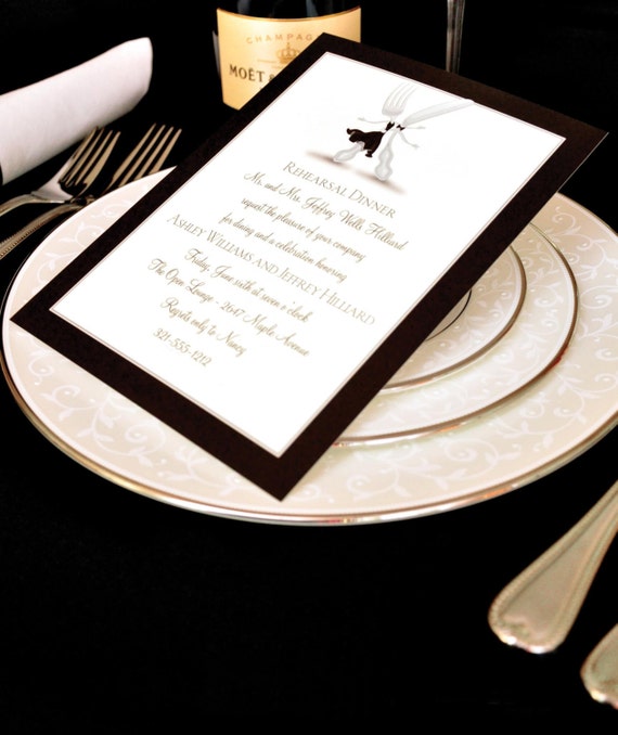 Wedding Rehearsal Dinner Invitation, Dinner Party Invitation, Bridal Wedding Rehearsal Invitation, Black Tie Invitations, Black Tie Event Il_570xn