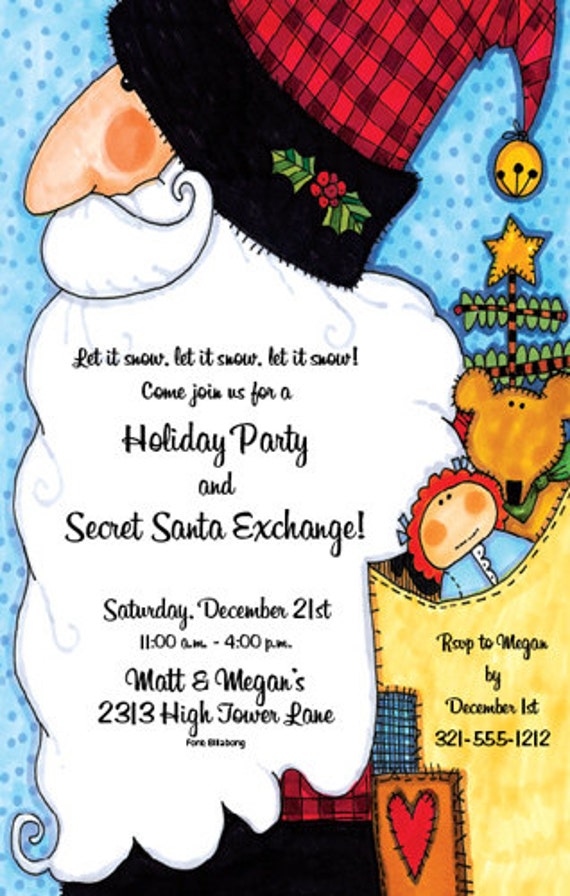 St Nick Christmas Holiday Celebration Party Invitation, Family Invite Winter Announcement,Original Frank Bielec Digital Invitation,FB-ISN136 Il_570xn