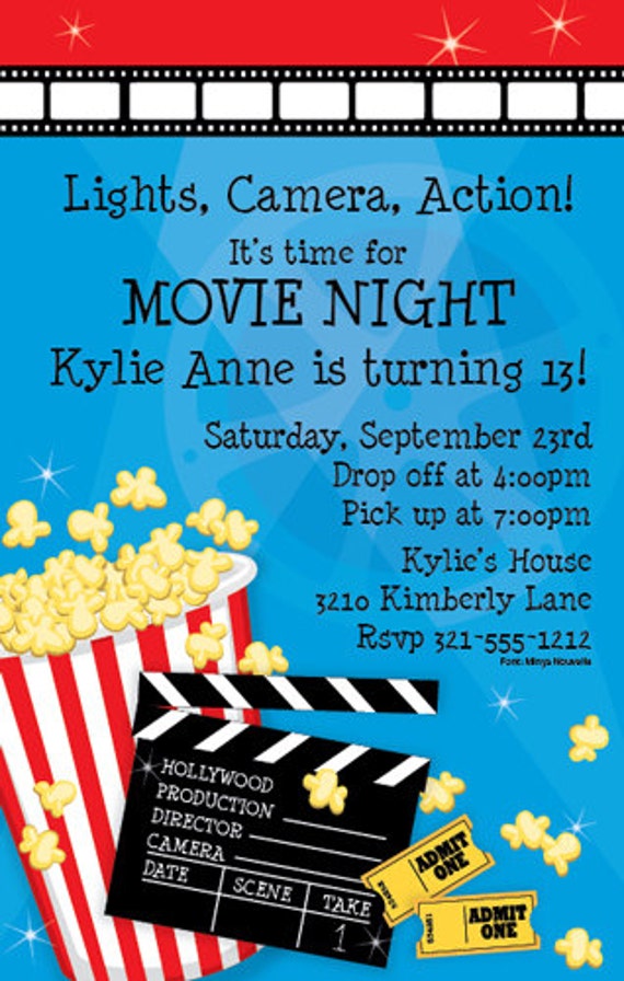 Movie Night Party Invitation Birthday Bash Family Party New Etsy 日本