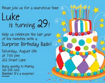 Birthday Cake Celebration Invitation Birthday Party Birthday Etsy 日本