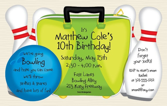 Bowling Bag Invitation Strike Party Family Party Adult Etsy