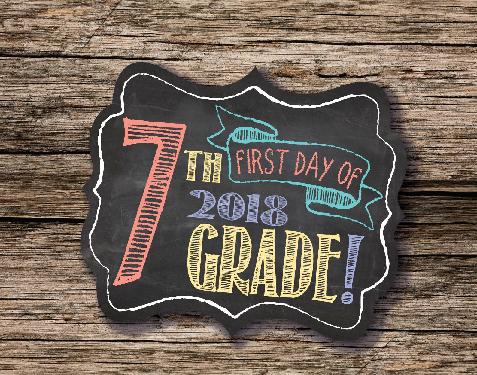 First Day of 7th Grade Sign First Day of School Sign 1st Day Etsy