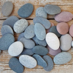 Oval Shaped Beach Rocks -35 Large Sea Stones- Beach Stones- Wedding Guest Book
