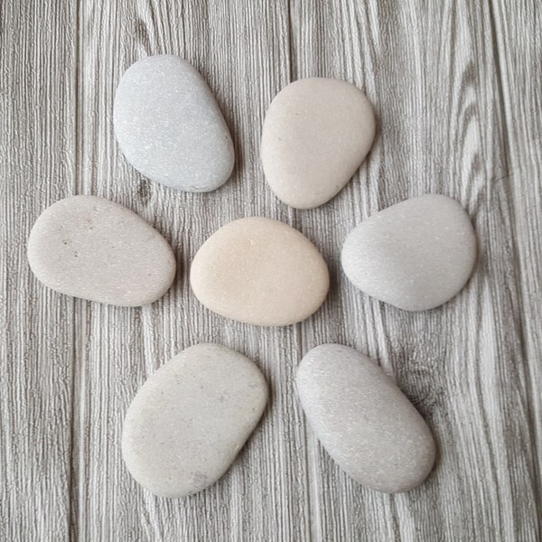 7 Extra Large Sea Stones- Beach Stones- Beach Finds -2.75"-3.14"Large Sea Rocks -White Rocks For Painting -Large White Rocks