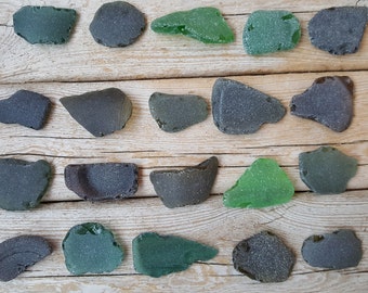 Genuine Green - Olive Green -Teal  Sea Glass -20 Pieces Big Sea Glass-Large Wedding Guest Book-Beach Wedding Glass -Large Sea Glass