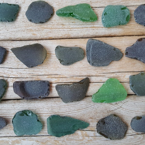 Genuine Green - Olive Green -Teal  Sea Glass -20 Pieces Big Sea Glass-Large Wedding Guest Book-Beach Wedding Glass -Large Sea Glass