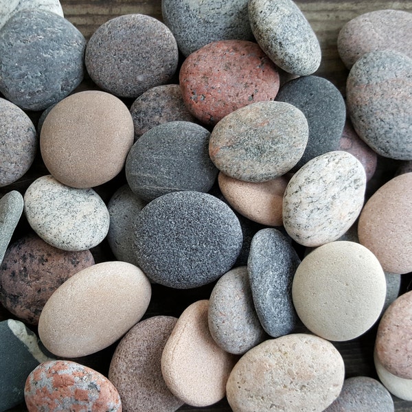 50 Medium  Flat Beach stones -Flat Sea Stones -Wedding Stones -Wishing Stones - Wedding Guest Book -Sea Rocks