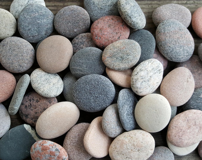 50 Medium Flat Beach Stones flat Sea Stones wedding Stones Etsy