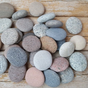 Round Sea Stones - Medium Flat Stones 30 pcs - Medium Small Baltic Beach Stones - Beach Pebbles