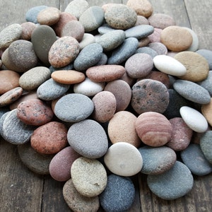 Round Sea Stones -Flat Stones 100 pcs - Medium Small Baltic Beach Stones - Beach Pebbles