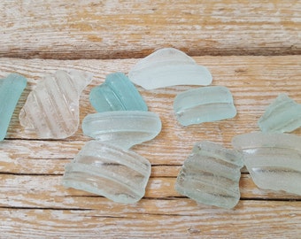 Sea Glass Bottle Necks -Beach Glass- Sea Glass Bulk- 10 White-Light Blue Sea Glass Bottle Lips -Jewelry Making