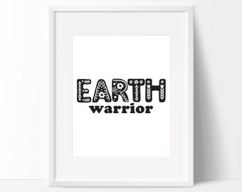 Earth Warrior Art Print, Climate Change Print, Climate Change Art,  Nursery Print, Science Print, Science Art, Classroom Art