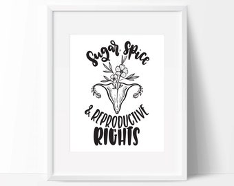 Sugar and Spice and Reproductive Rights Print, Feminist Print, Feminist Art, Pro-Choice Print, Pro-Choice Art, Women's Rights Art