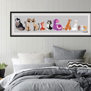 Disney's Cats of Disney Panoramic Poster/Print - minimalist cats meow disney cats furr whiskers disney panoramic disney poster art decor