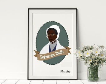 Sojourner Truth Portrait Illustrations - first women history sojourner truth womens rights reader literature art design art wall home comfy