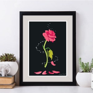 Disney Enchanted Rose Poster Print - enchanted rose bell beast disney poster art decor