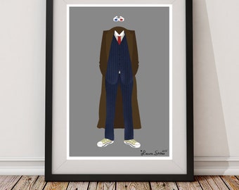 10ème Doctor Doctor Who - minimalisme docteur qui dixième impression d’art d’affiche tardis