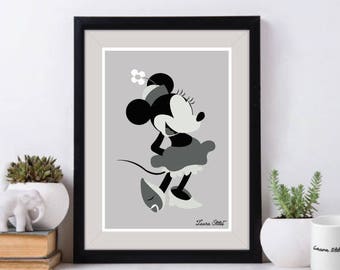 ミニーマウスの額入りポスター、フランス 1960 年代 - Etsy 日本