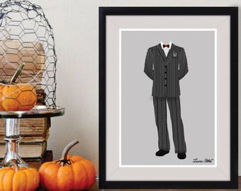 Gomez Addams Poster/Print - minimalist the addams family gomez morticia wednesday addams halloween poster art decor