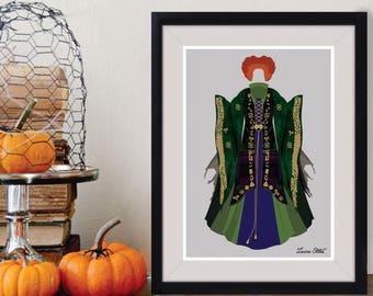 Winifred Sanderson Poster/Print - minimalist hocus pocus halloween sanderson sisters witches black flame candle tv poster art decor