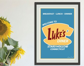 Lukes Diner - minimalism lukes diner gilmore girls roary loralai luke poster art print