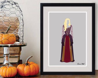 Sarah Sanderson Poster/Print - minimalist hocus pocus halloween sanderson sisters witches black flame candle tv poster art decor