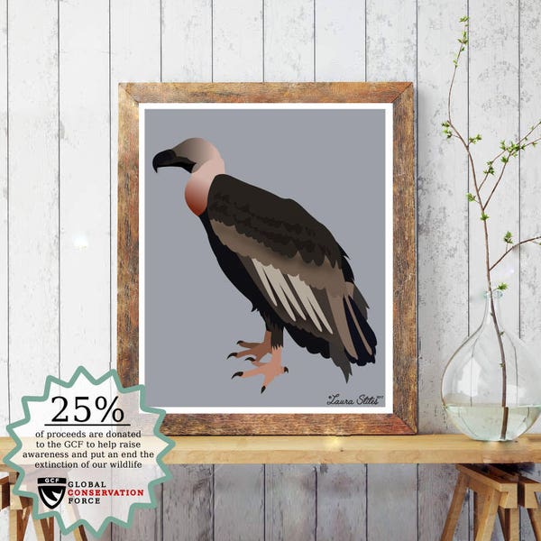 Wildlife Vulture / Poster Print -  minimalist global conservation force nature vulture bird wildlife aid donation art cause baby mom gift