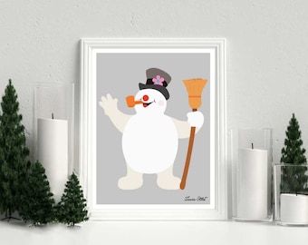 Frosty Poster/Print - minimalist frosty the snowman holly jolly christmas gifts holiday art gift poster art decor