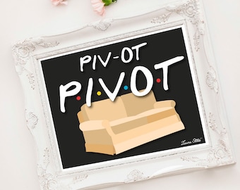 Friends, Pivot Poster/Print - minimalist tv friends rachel ross monica chandler bing joey poster art decor