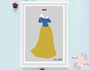Disney's Snow White Poster/Print - minimalist snow white apple poster art decor