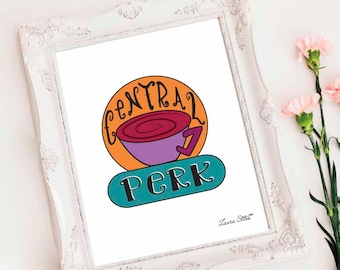 Central Perk Door Logo Poster/Print - minimalist tv friends central perk coffee phoebe monica rachel chandler ross joey poster art decor