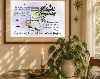 Praktische magische middernacht Margaritas poster/afdruk - minimalistische praktische magische owens heksen middernacht margarita's tv poster kunst decor