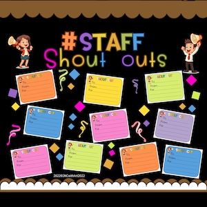 Kit de tableau d'affichage Shout Outs , Cartes de remerciement pour le personnel , Imprimable