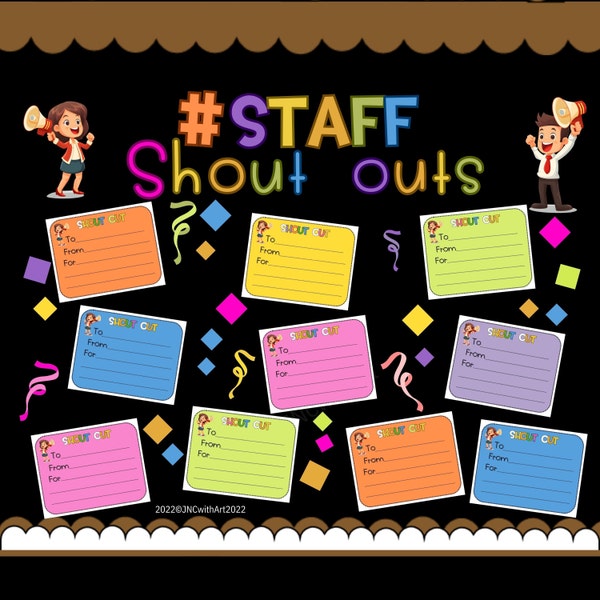 Shout Outs Bulletin Board Kit, personeelswaardering Shout Out-kaarten, afdrukbaar