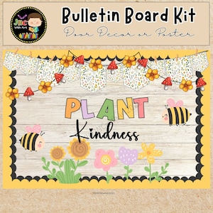 Spring Bulletin Board Kit, Classroom Door Decor, Kindness Theme, Activity, Editable