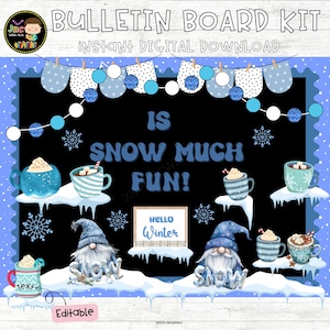 Is Snow Much Fun Bulletin Board Kit Winter Display December Door Decor Editable