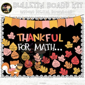 Thanksgiving Math Bulletin Board Kit Motivational bulletin board Kit Classroom Decoration Fall Decor November Activity Editable