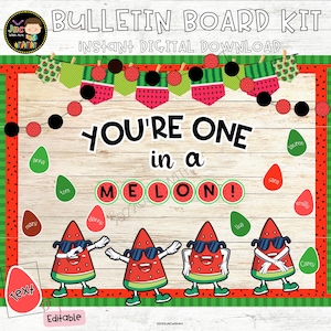 Watermelon Bulletin Board Kit | Classroom Door Decor | Summer Theme Digital Download|Editable