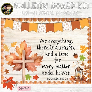 Fall Christian Bulletin Board Thanksgiving Church Religious Editable
