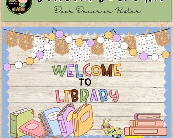 Kit de quadro de avisos de leitura ou biblioteca, decoração de porta de sala de aula moderna, editável