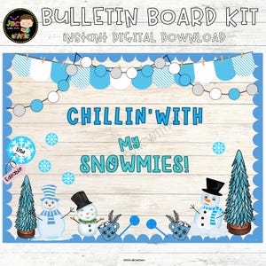 Winter Snowman Bulletin Board Idea Door Decor Printable Decomber Editable