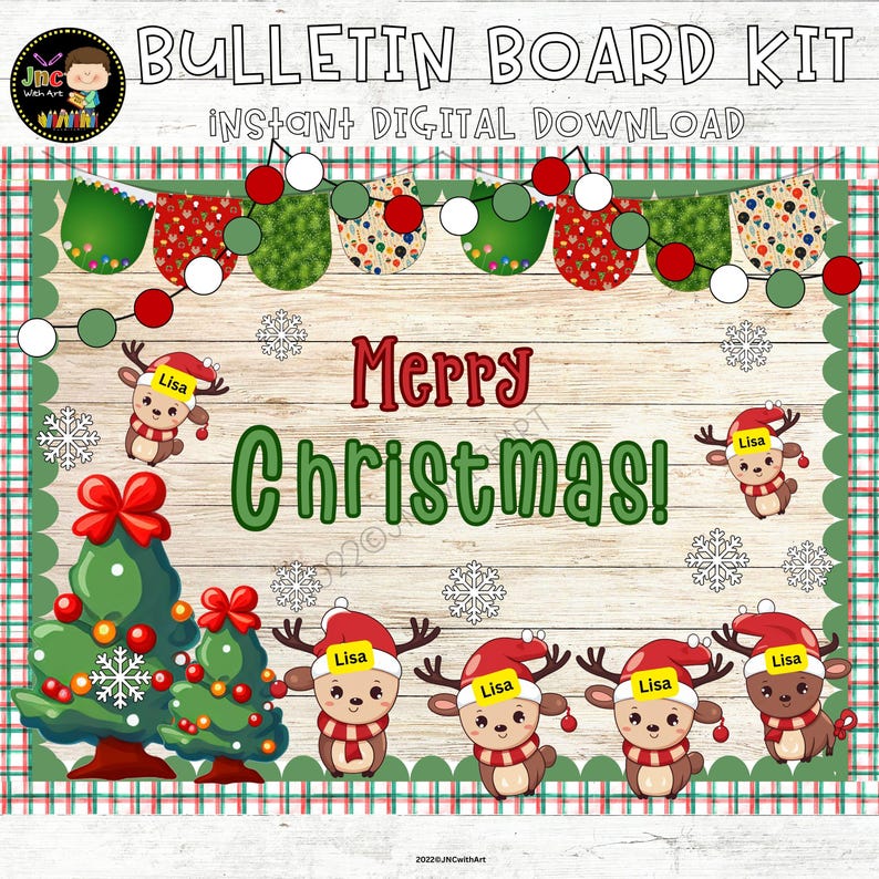 Merry Christmas Bulletin Board Kit Classroom Door Decor Printable