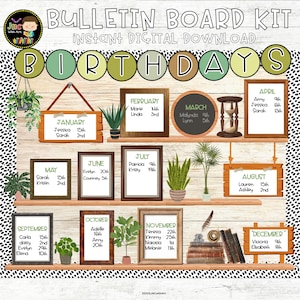 Birthday Bulletin Board Kit | Birthday Chart NatureThemed | Editable
