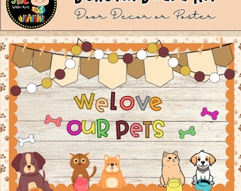 Puppy and Cat Love Bulletin Board Kit|Paw Some Door Decor|Printable| Editble